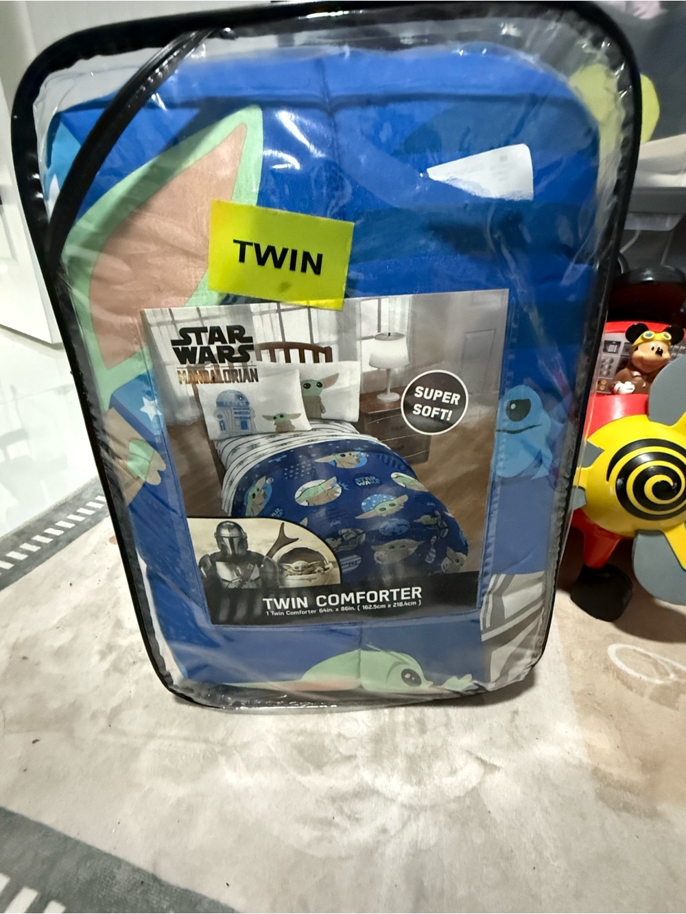 Star Wars Blue Twin Comforter with Grogu Pattern